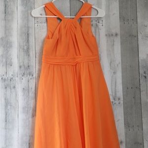 David's Bridal | Teen Orange Halter Top Dress